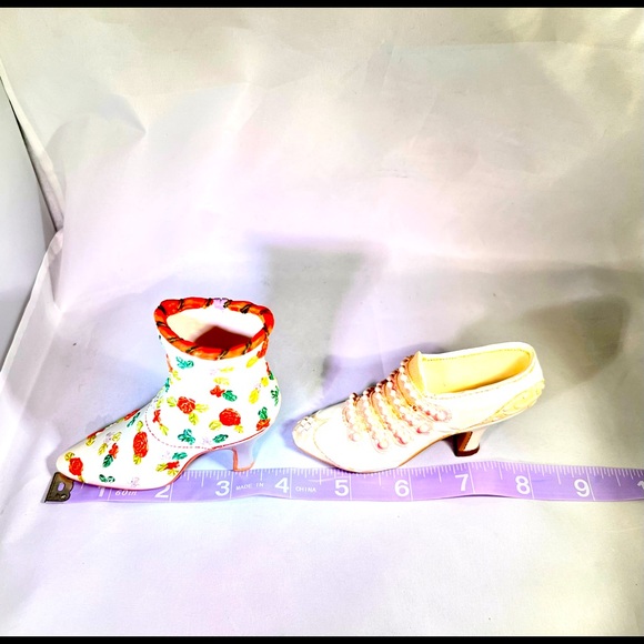 Miniature Collectable Porcelain Shoes Vintage Signed - Picture 7 of 14